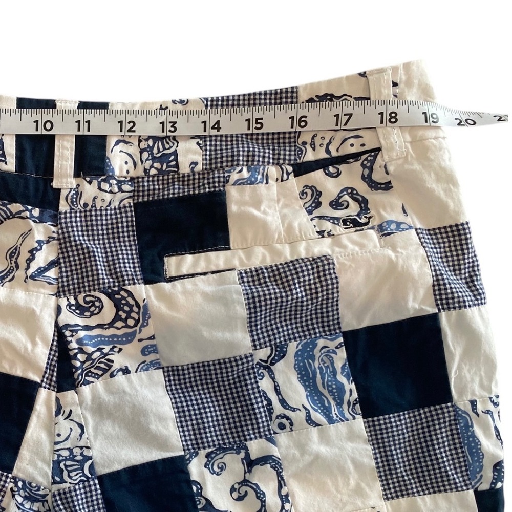 Vineyard Vines Womens Patchwork Shorts Navy White Gingham Nautical Size 14 - Picture 5 of 6